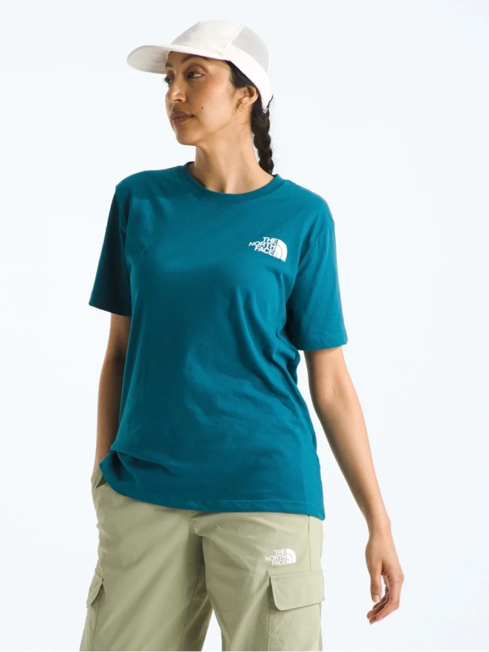 The North Face Teal Never Stop Exploring/NSE Box Tee 100% Cotton - Picture 2 of 9
